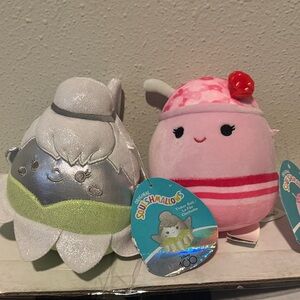 Squishmallows Silver and Pink Plush Pair